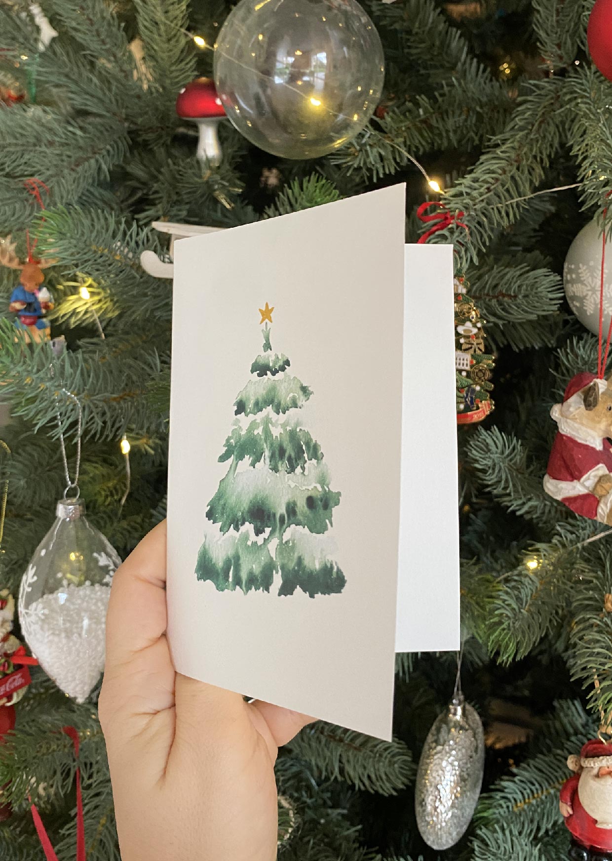 Christmas card snowy tree