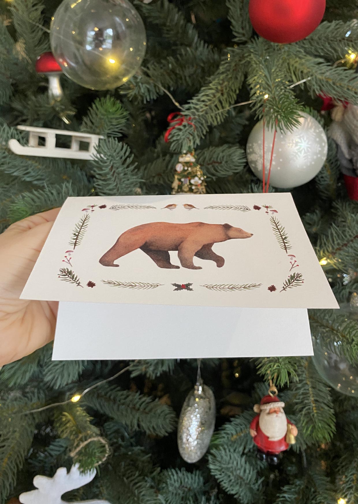 Christmas card brown bear