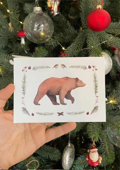 Carte Noël l'ours brun