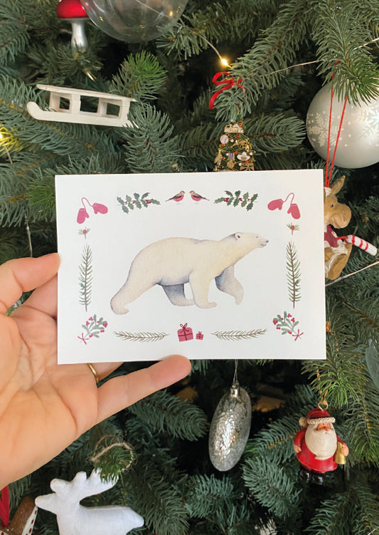 Carte Noël l'ours blanc