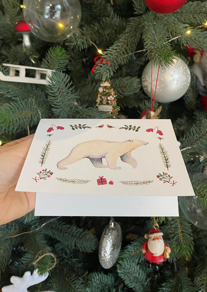 Carte Noël l'ours blanc